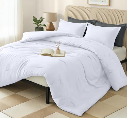 Queen Comforter Set 3 Piece White by Utopia Bedding, Comforters Queen Size, Bedding Comforters Sets, Down Alternative Soft Bed Set, 1 Comforter (88 x 88 inches) 2 Pillow Shams (20 x 26 inches) Utopia Bedding