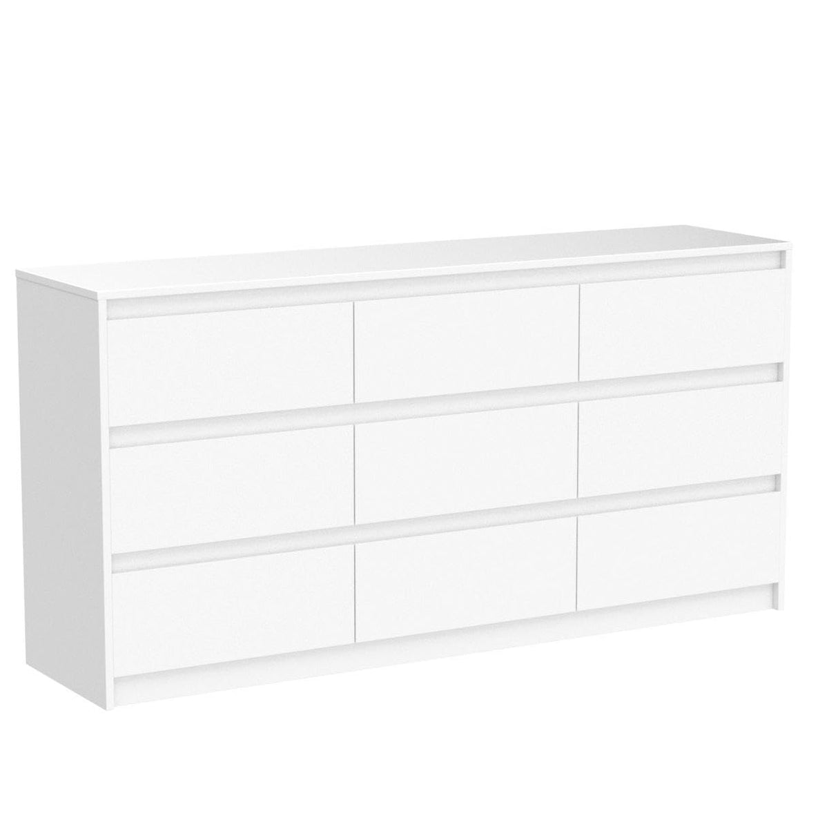 Homsee 9 Drawers Double Dresser, Modern Wood Dresser Chest of Drawers with Large Storage Space for Bedroom, White (63”L x 15.7”W x 31.5”H) Homsee