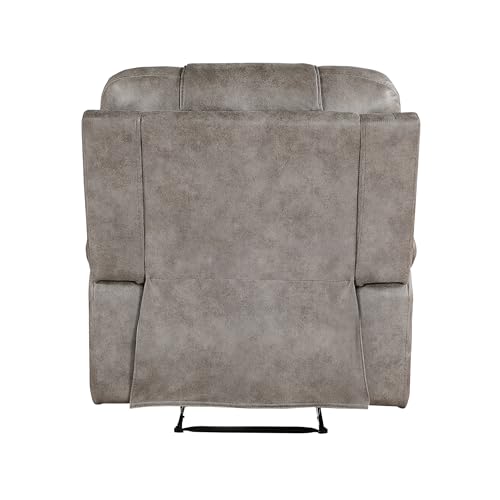 Lexicon Manual Recliner Chair, Home Theater Seating Recliner Armchair, Polished Microfiber Wall Hugger Manual Reclining Sofa Chair for Living Room/Office/Apartment, Grayish Brown