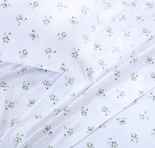 Stone Cottage - Full Sheets, Cotton Percale Bedding Set, Crisp & Cool Ideal Bedding Set (Green Sketchy Ditsy, Full) Stone Cottage