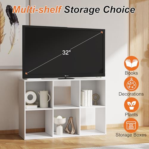 Sweetcrispy 6 Cube Storage Organizer - Open Cube Bookshelf with 3 Removable Back Panels, Display Storage Bookcase for Living Room, Bedroom, Entrance Hall, Home Office,36" L×11.6" W×24" H, White Sweetcrispy