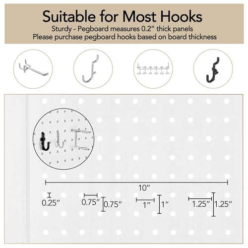 Wnutrees 4 Panel Pegboard Display, 5 Ft Wood Folding Privacy Screens Room Divider, Portable Freestanding Display Board for Craft/Art Shows, Retail, Events, Wall Organizer, Rustic Barnwood, White Wnutrees