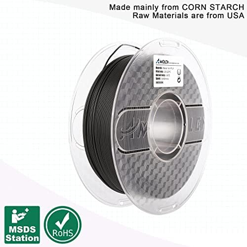 AMOLEN 3D Printer Filament, Metal PLA Filament 1.75mm with Magnetic, Contains 20% Metal Iron Powder, Apply to Polishing, Matte Black PLA 3D Printing Filament +/- 0.02mm, 1kg/2.2lbs AMOLEN