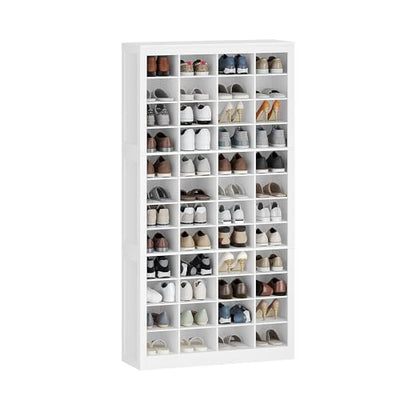 Hzuaneri Shoe Storage Cabinet, 48 Pairs Free Standing Closet Organizer, 9 inch Widened Cell Wood Shoe Organizer, 12 Tiers Vertical Space Saving Shoe Rack for Entryway, Cloakroom, White SR39603X