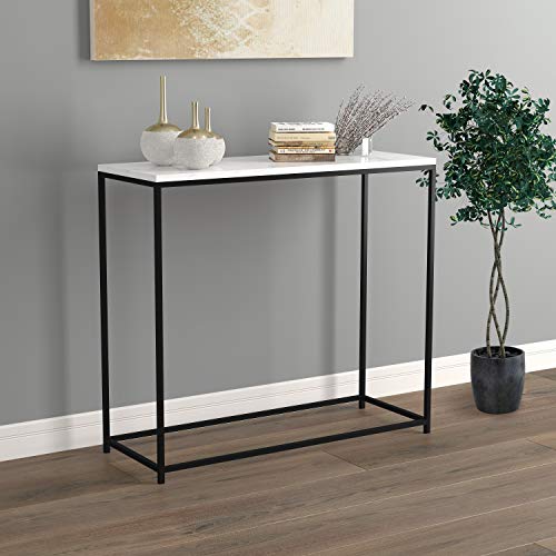 Safdie & Co. - Metal Console Table, Marble Black Console Tables for Entryway, Use As Doorway Table, Narrow Bar Table, or Accent Furniture for Decorating Foyer, 12 x 28 x 31 Inches Safdie