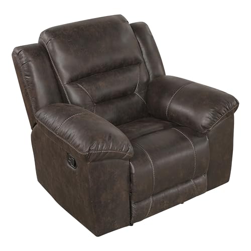 Lexicon Rocker Recliner Chair for Living Room, Wall Hugger Manual Recliner Chairs, Textured Microfiber Upholstered Rocking Reclining Chair, Home Theater Seating, Required Assembly, Dark Brown Lexicon