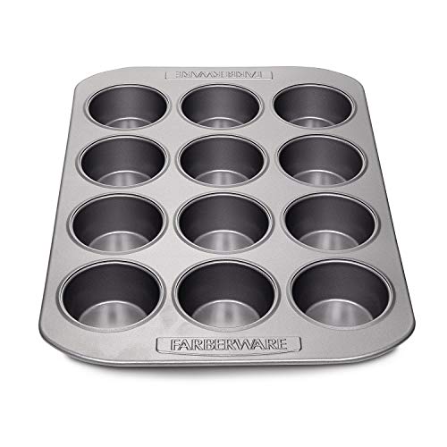 Farberware Nonstick Bakeware 12-Cup Muffin Tin / Nonstick 12-Cup Cupcake Tin - 12 Cup, Gray Farberware