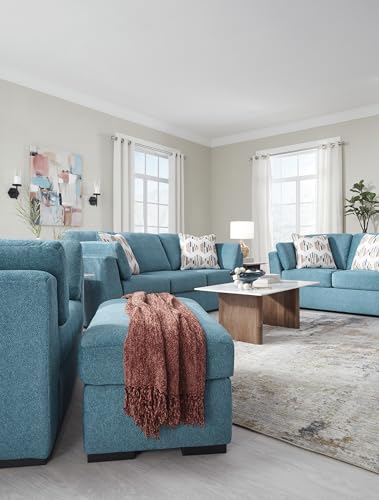 Signature Design by Ashley Keerwick Scandinavian Loveseat with 4 Toss Pillows, Blue Signature Design by Ashley