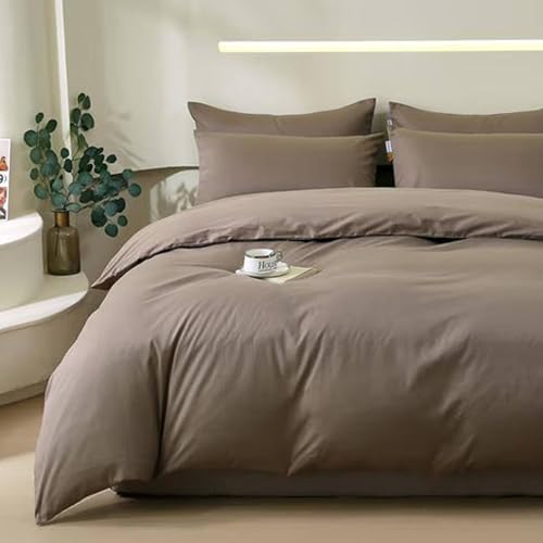 Nanko King Size Comforter Set Brown, All Season Soft Down Alternative Duvet Insert, Microfiber Filling Bed Sets, Modern Farmhouse Bedding Sets in a Bag for Women Men 104 x 90 inch 3 PCS Dark Coffee Nanko