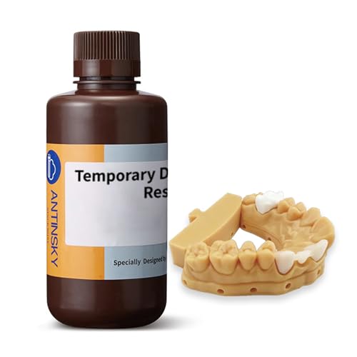 Antinsky Temporary Dental Model Resin for DLP LCD 3D Printer Resin 405nm High Precision High Hardness Fast Cure Time Teeth Textured Appearance Teeth Color A2 500g Antinsky