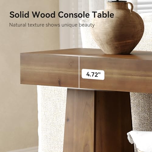 TRIBEWOOD Solid Wood Console Table, 63-Inch EntrywayTable with Storage, Long Wooden Sofa Table Behind Couch for Entryway, Hallway, Foyer, Living Room TRIBEWOOD
