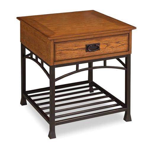 Modern Craftsman Distressed Oak End Table by Home Styles, Brown 22D x 22W x 24.5H in homestyles