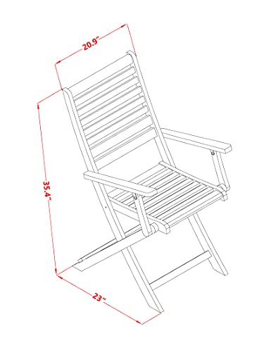 East West Furniture Selma 3 Piece Patio Bistro Outdoor Set Contains a Square Acacia Wood Coffee Table and 2 Folding Arm Chairs, 26x26 Inch, Natural Oil East West Furniture