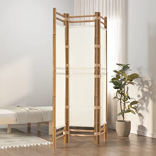 Gecheer Bamboo and Canvas Room Divider, 3-Panel Folding Screen for Space Partition, 47.2 Inches, Premium Material, Adjustable Height, Easy Installation for Home, Office, and Decorative Use Gecheer