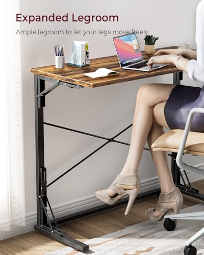 Vantic 31.5" Folding Desk for Small Spaces, Foldable Computer Desk Small Collapsible C-Shaped Study Table Home Office Desk, Simple Writing Desk Table for Bedroom, Rustic Brown Vantic