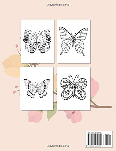Butterfly Coloring Book For Kids: 50 completely unique butterfly coloring pages | Fun activity book for young children, Ages 2-8. Simple and Easy Butterflies Majosta