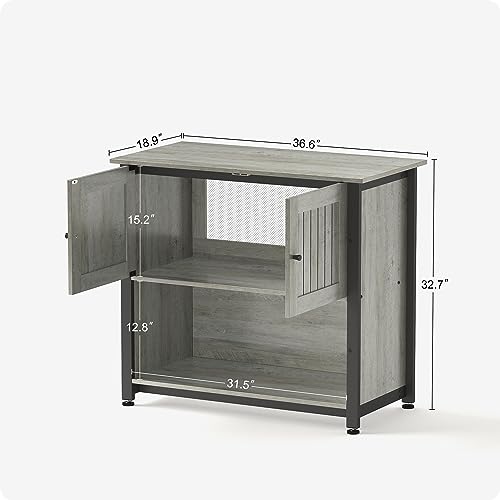 Tatub 40-50 Gallon Fish Tank Stand with Cabinet, Metal Aquarium Stand for Accessories Storage, Reptile Tank Turtle Terrariums Table Bearable 1000LBS, Accommodates 2 Aquariums, Grey Tatub