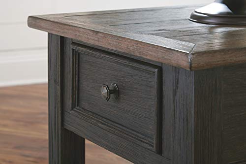 Signature Design by Ashley Tyler Creek Rustic End Table with Storage Drawer and Fixed Shelf, Brown & Black Signature Design by Ashley