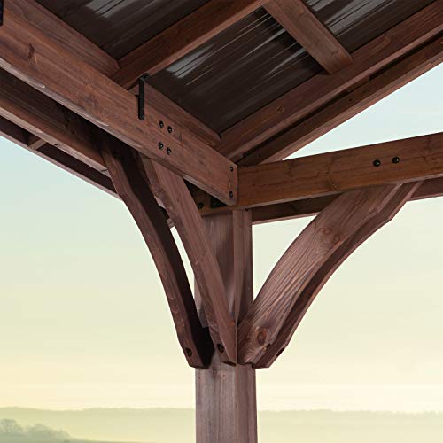 Backyard Discovery Arlington 12x12 All Cedar Gazebo, Walnut, Insulated Steel Roof, Water Resistant, Wind Resistant up to 100 MPH, Withstand 7,886 lbs Backyard Discovery