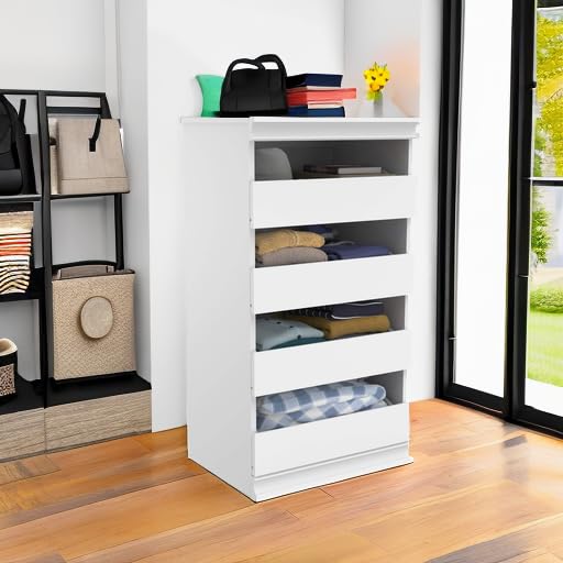 ClosetMaid Modular Storage Unit with 4 Drawers, Wood Closet Organizer, Stacking, Full Backer, Storage, Decorative Trim, White ClosetMaid