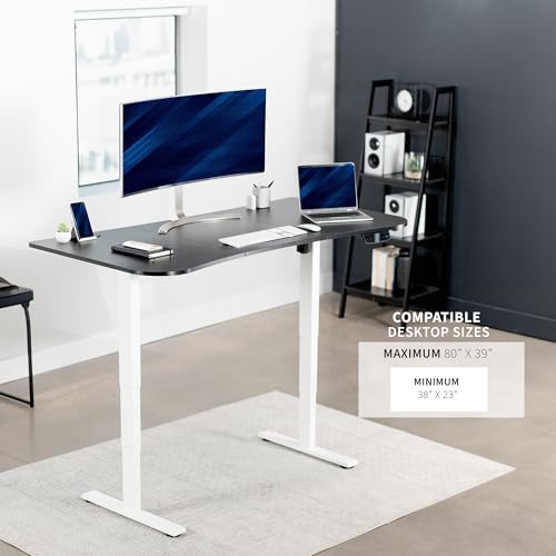 VIVO Electric Stand Up Desk Frame Workstation with Memory Touch Pad, Single Motor Ergonomic Standing Height Adjustable Base, White, DESK-V102EW VIVO