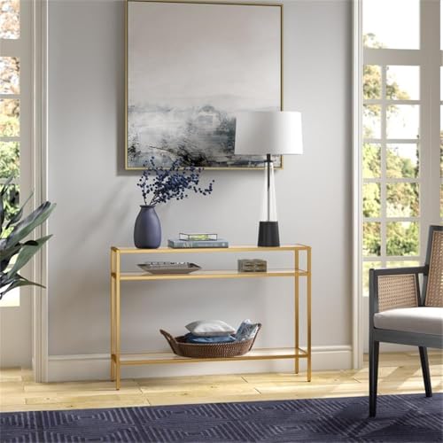 Siviline 42'' Wide Rectangular Console Table in Brass Henn&Hart