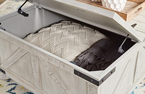 Signature Design by Ashley Carynhurst Casual Cocktail Table with Storage, Whitewash Signature Design by Ashley