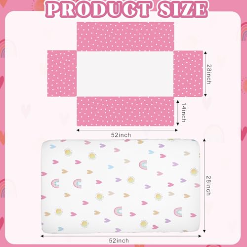 Hahafelt 3 Piece Rainbow Boho Crib Bedding Set for Girls Inspirational Quote Pink Baby Crib Bedding Set Standard Size Nursery Bedding Includes Fitted Crib Sheet,Comforter, Crib Skirt Hahafelt