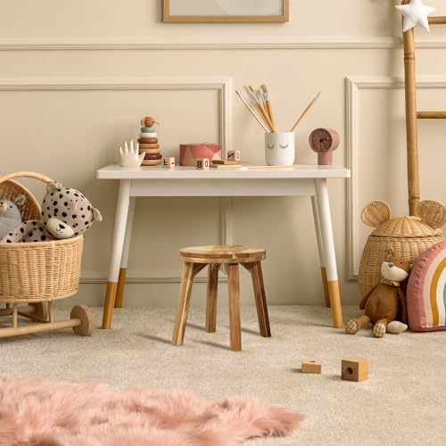 ARROWSTONE Round Stool Acacia Wood, 12" Height, 11" Round Top, Backless, Easy Assembly, Natural Wax Finish, Wooden Stool for Plant, Dining Room, Living Room, Garden, Makeup ARROWSTONE