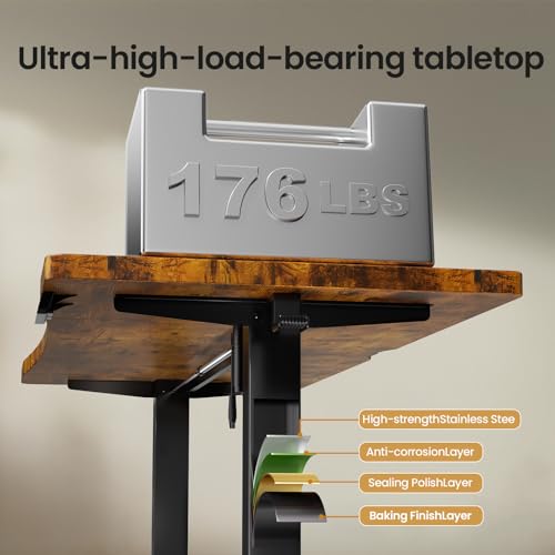 Veken 63 x 28 Inch Electric Standing Desk, Sit to Stand Up, Work Home Office Computer Table for Study, Walking Pad, Writing, and Games, Wooden Desktop Desks, Brown Veken