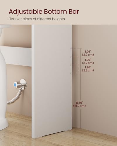 VASAGLE Over the Toilet Storage Cabinet, Bathroom Storage Cabinet with Doors, Adjustable Shelves, Space-Saving, Modern, 7.9 x 24.6 x 70 Inches, Cloud White UBTS008WH01S VASAGLE
