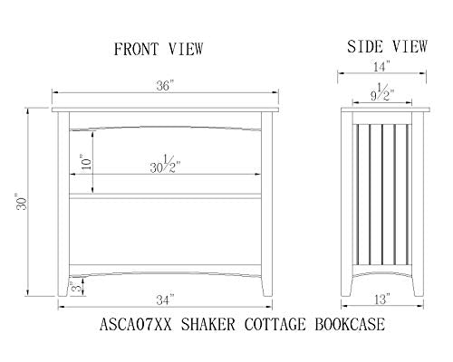 Alaterre Furniture Shaker Cottage Bookcase with 2 Shelves, Cherry Alaterre Furniture