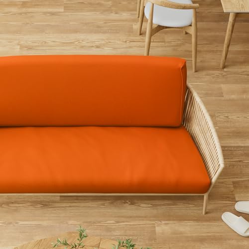 MoNiBloom Twin Futon Cover, Armless Stretch Futon Slipcover Armless Sofa Cover Furniture Protector, Washable Zippered Futon Couch Cover for Adults Kids and Pets, Jackknife Rv Sofa Covers, Pumpkin MoNiBloom