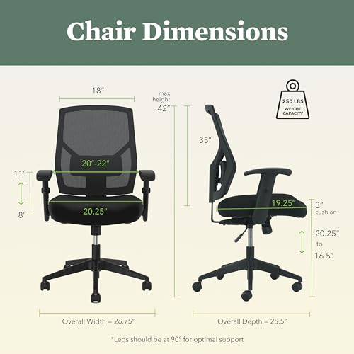 HON Crio Ergonomic Office Chair, High Back Task Chair with Adjustable Arms, Lumbar Support, 360 Swivel, Center-Tilt Recline, for Desks, Computers, Home Office, Black HON