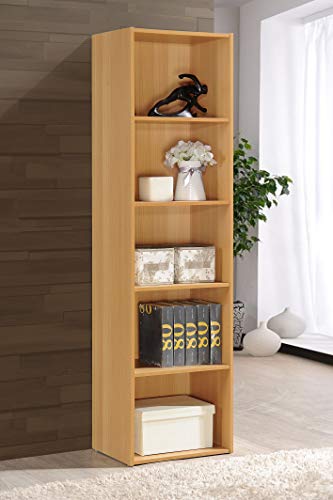 HODEDAH IMPORT 5 Shelve Bookcase cabinet, Beech Hodedah