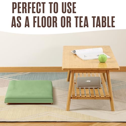 Houseables Folding Floor Table, Bamboo Coffee Table, Floor Desk, 15”H x 39”L x 20”W Living Room Coffee Table, Low Coffee Table, Japanese Floor Table, Low Table for Sitting on The Floor, Light Wood Houseables