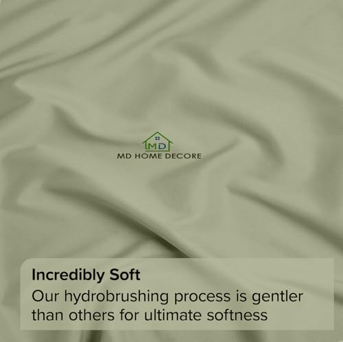 Extra Deep King Fitted Sheet - Hotel Luxury Single Fitted Sheet Only - Easily Fits 18 inch to 24 inch Mattress - Extra Deep Pockets - 100% Egyptian Cotton - Breathable, Bottom Sheets - Sage Solid MD Home Decore