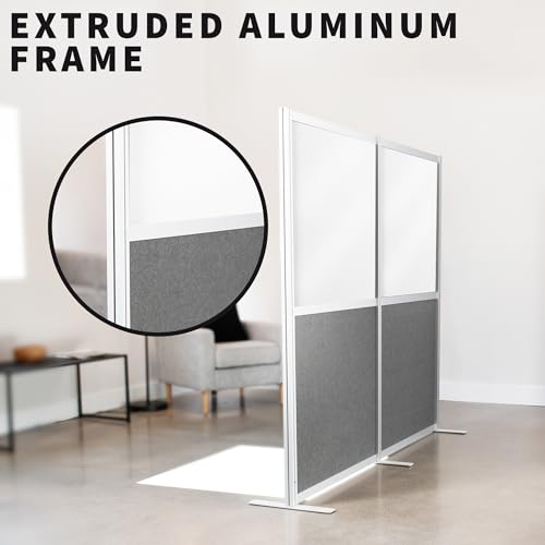 VIVO Modular Wall System, 2 PET and Whiteboard Panels, Professional Office Cubicle Dividers, Freestanding Privacy-Screen, 66 inches High, White and Dark Gray, PP-MWS63WB VIVO