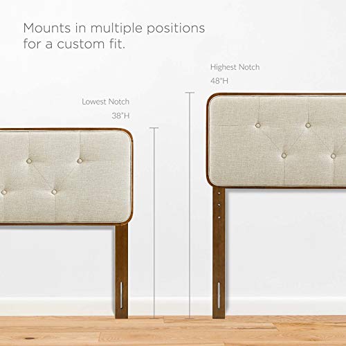 Modway MOD-6233-WAL-BEI Collins Tufted Full Fabric and Wood Headboard, Walnut Beige Modway