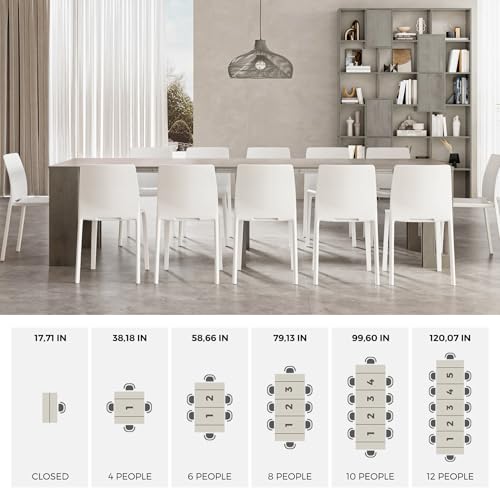 Mobili Fiver, Easy, Extendable Console Table with Extension Leaves Holder, 17.7(120.1) x35.4 in, Concrete Effect, Grey, Made in Italy Mobili Fiver