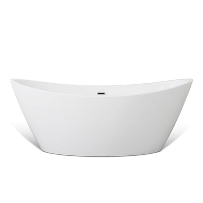 Empava Luxury 67 inch Acrylic Freestanding Bathtub Contemporary Soaking Tub with Overflow and Drain White BT518
