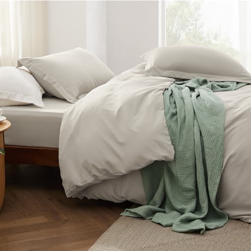 Bedsure Duvet Cover King Size with Fitted Sheet - 4 Pieces Prewashed Polyester Extra Soft Bedding Set, Includes 1 Duvet Cover 104''x90'' with Zipper Closure, 2 Pillow Shams, 1 Fitted Sheet, Linen Bedsure