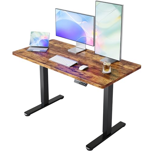 HUANUO Electric Standing Desk, 40 x 24 Inch Height Adjustable Computer Desk with Storage Bag, 4 Height Memory Settings, Sit Stand Up Desk for Home Office, Rustic Brown HUANUO