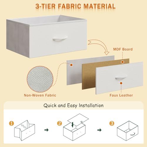 Simoretus Modern Corner Vanity Desk with 6 Fabric Drawers Power Outlet Side Pocket L Shaped Drawers Makeup Desk Dressing Table for Girls Women Bedroom (White) Simoretus