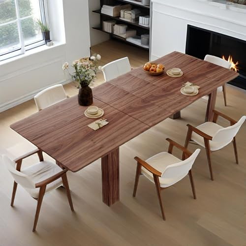 CayugaCrekrd Extendable Dining Table for 6-10 Person, 55" to 86" Modern Dining Room Table, Rectangular Kitchen Table, Brown CayugaCrekrd