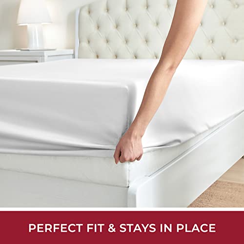 Mellanni Twin Fitted Sheet - Iconic Collection Bedding Sheets with up to 16 inch Deep Pocket - Soft & Cooling - Fade & Stain Resistant - 1 PC (Twin, White) Mellanni