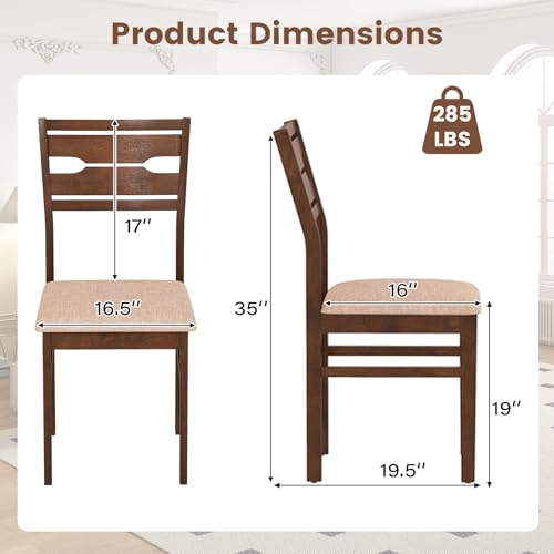 Giantex Wooden Dining Chairs Set of 2, Fabric Upholstered Kitchen Armless Chairs with Rubber Wood Frame, Padded Seat, Curved Back, Mid-Century Modern Chairs for Dining Living Room Home Restaurant Giantex