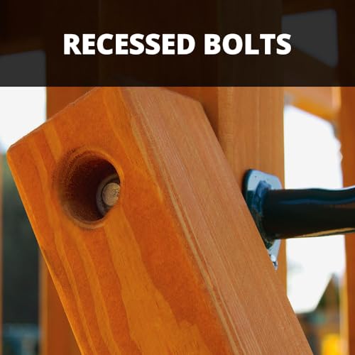 Gorilla Playsets 01-1063-Y Outing Wood Swing Set with Wood Roof & Yellow Slide, Amber Gorilla Playsets