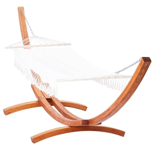 VEVOR Wooden Hammock Stand, 475 lbs Capacity Universal 2 Person Hammock Frame Fits 9-13 ft Hammocks, Larch Wood Arc Adjustable Stand for Hammock with Chain and Carabiner, for Outdoor and Indoor VEVOR