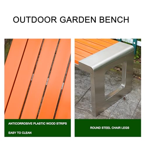 Garden Bench Outdoor Bench Seat - Backless Patio Garden Bench, Stainless Steel and Wood Plastic Material, Rectangular Dining Chair for Yard, Park, Balcony, Outdoor Furniture (One Color 120 * 40 * 45c JHKJDS